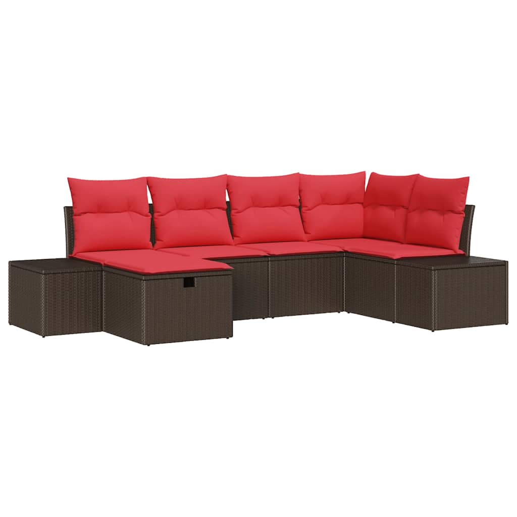 vidaXL Tuin Sofa Set met kussen 6 pcs Bruin poly rattan