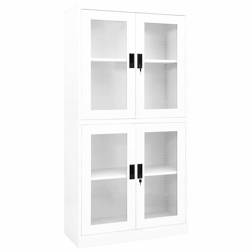 vidaXL Kantoorkast 90x40x180 cm staal en gehard glas zwart