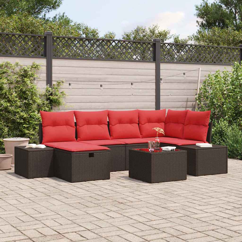 vidaXL Tuin Sofa Set met kussen 6 pcs Bruin poly rattan