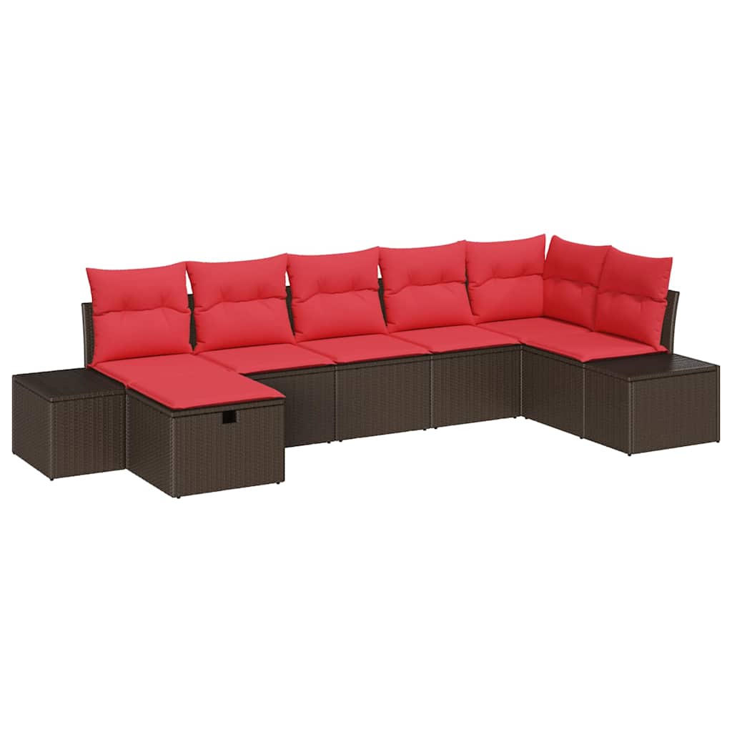 vidaXL Tuin Sofa Set met kussen 7 pcs Bruin poly rattan