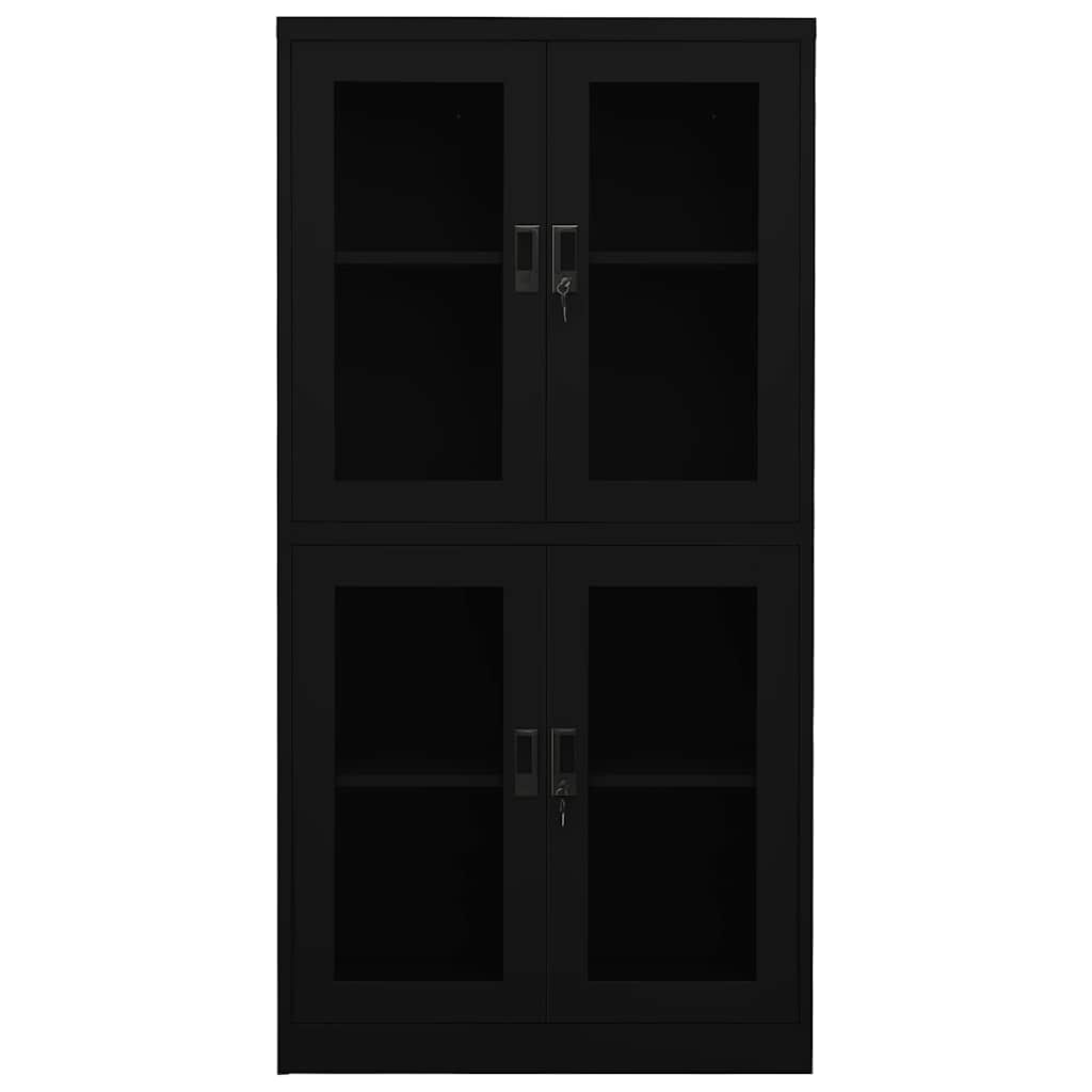 vidaXL Kantoorkast 90x40x180 cm staal en gehard glas zwart