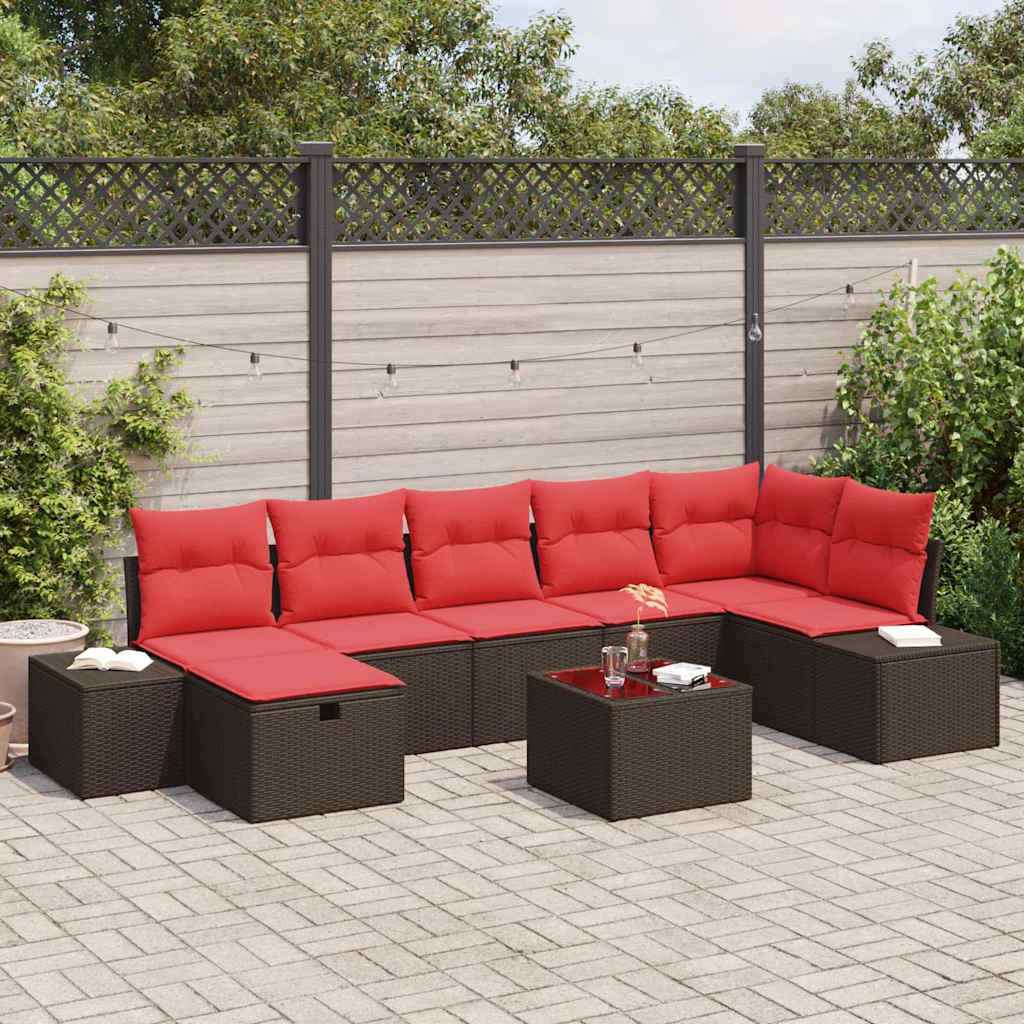 vidaXL Tuin Sofa Set met kussen 7 pcs Bruin poly rattan