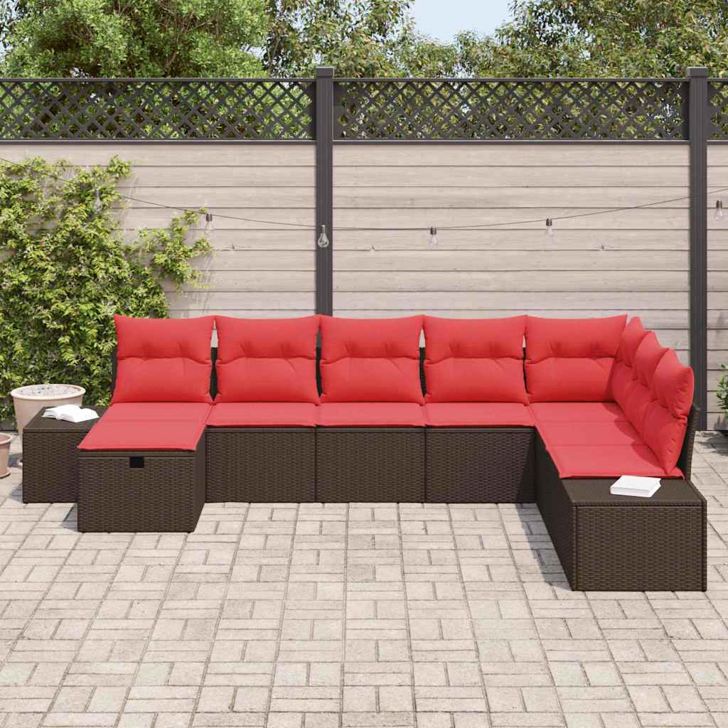vidaXL Tuin Sofa Set met kussen 8 pcs Bruin poly rattan