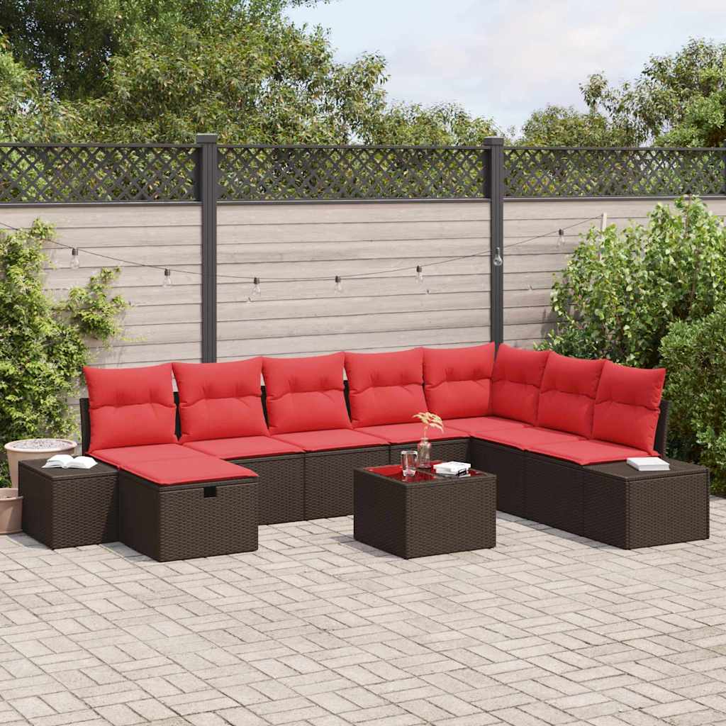 vidaXL Tuin Sofa Set met kussen 8 pcs Bruin poly rattan