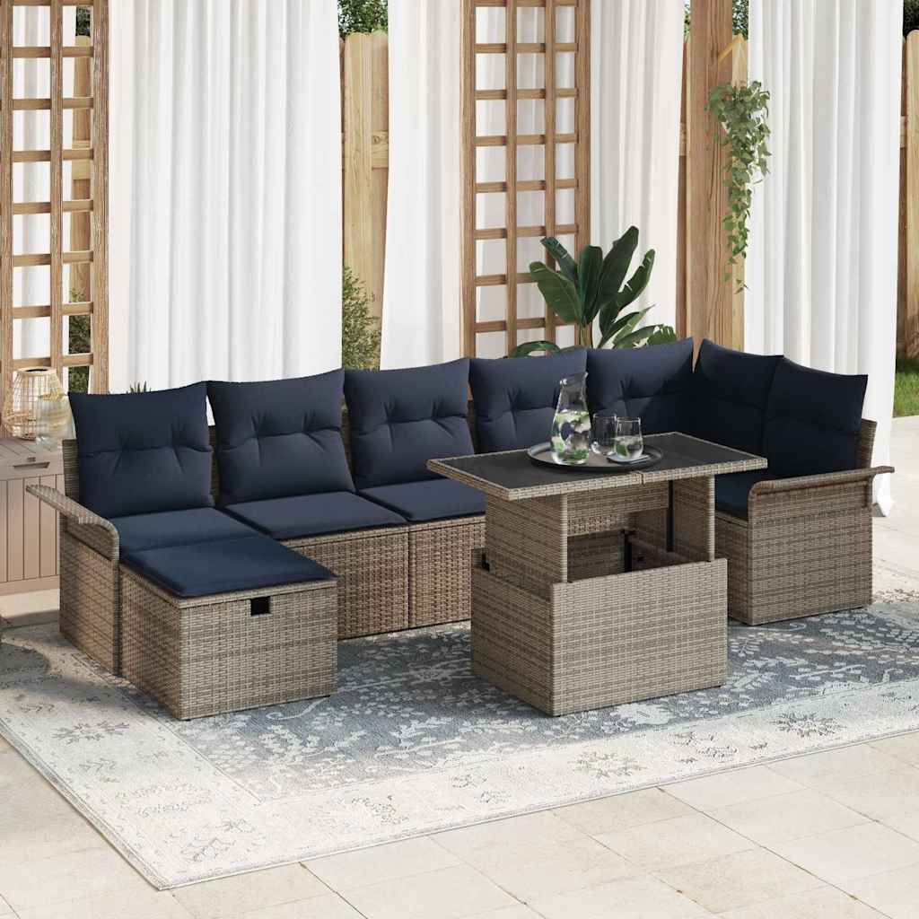 vidaXL Tuin Sofa Set met kussen met opslag 8 pcs Zwart Poly riet