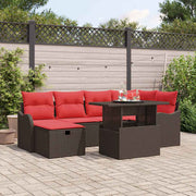 vidaXL Tuin Sofa Set met kussen met opslag 7 pcs Bruin Poly riet