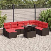 vidaXL Tuin Sofa Set met kussen met opslag 9 pcs Bruin Poly riet
