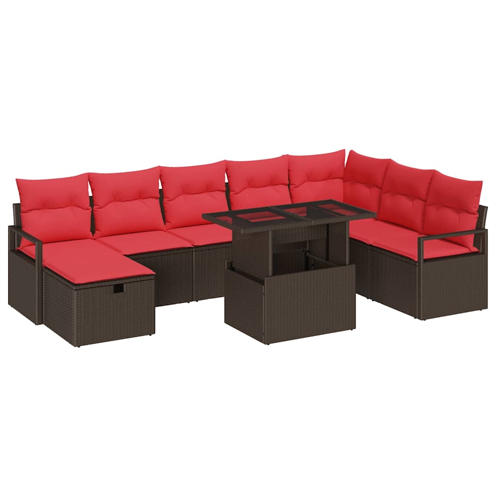 vidaXL Tuin Sofa Set met kussen met opslag 9 pcs poly rattan