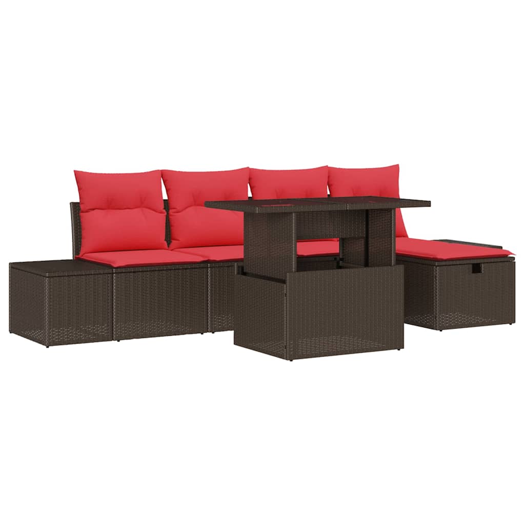vidaXL Tuin Sofa Set met kussen met opslag 6 pcs poly rattan