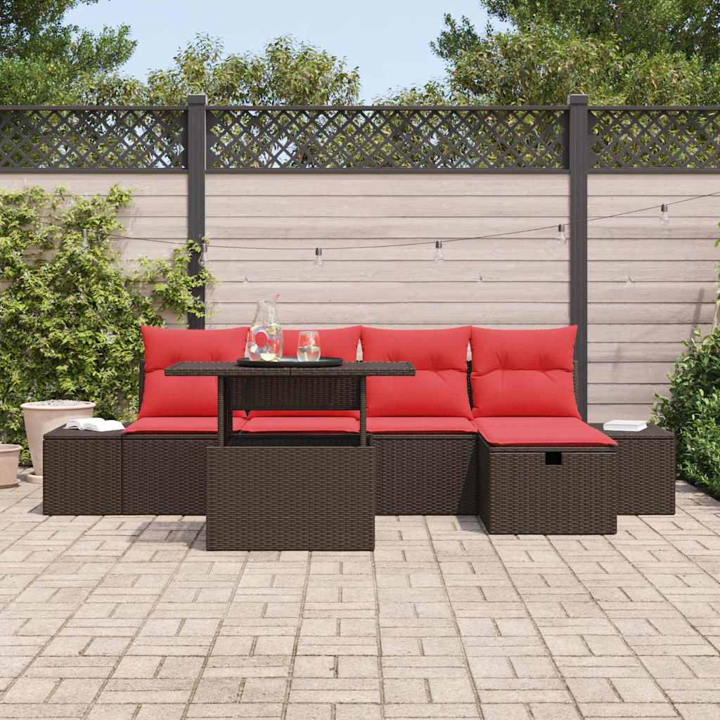 vidaXL Tuin Sofa Set met kussen met opslag 6 pcs poly rattan