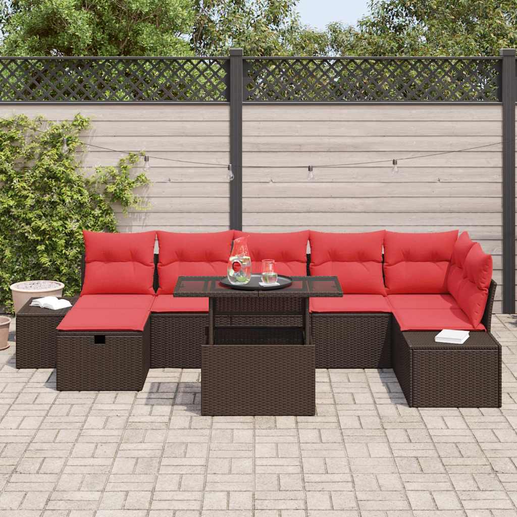 vidaXL Tuin Sofa Set met kussen met opslag 8 pcs poly rattan
