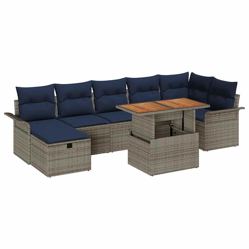 vidaXL Tuinbankenset met kussen met opslag 8 pcs Zwart poly rattan
