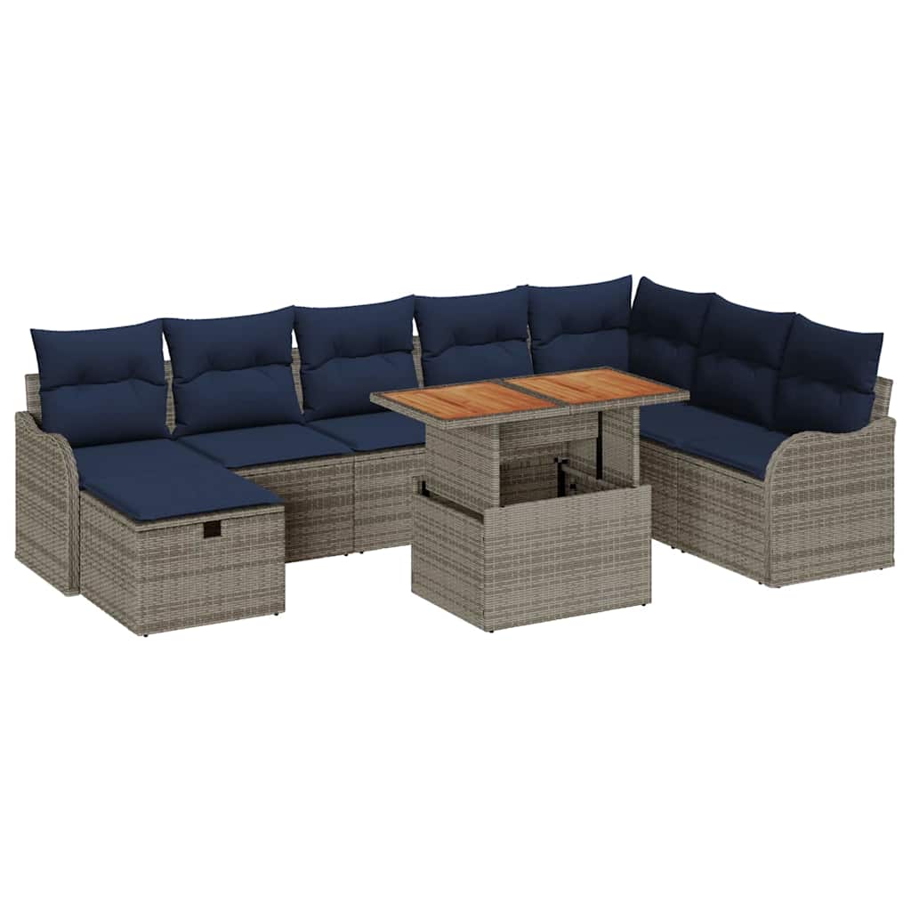 vidaXL Tuinbankenset 9 st Grijs poly rattan