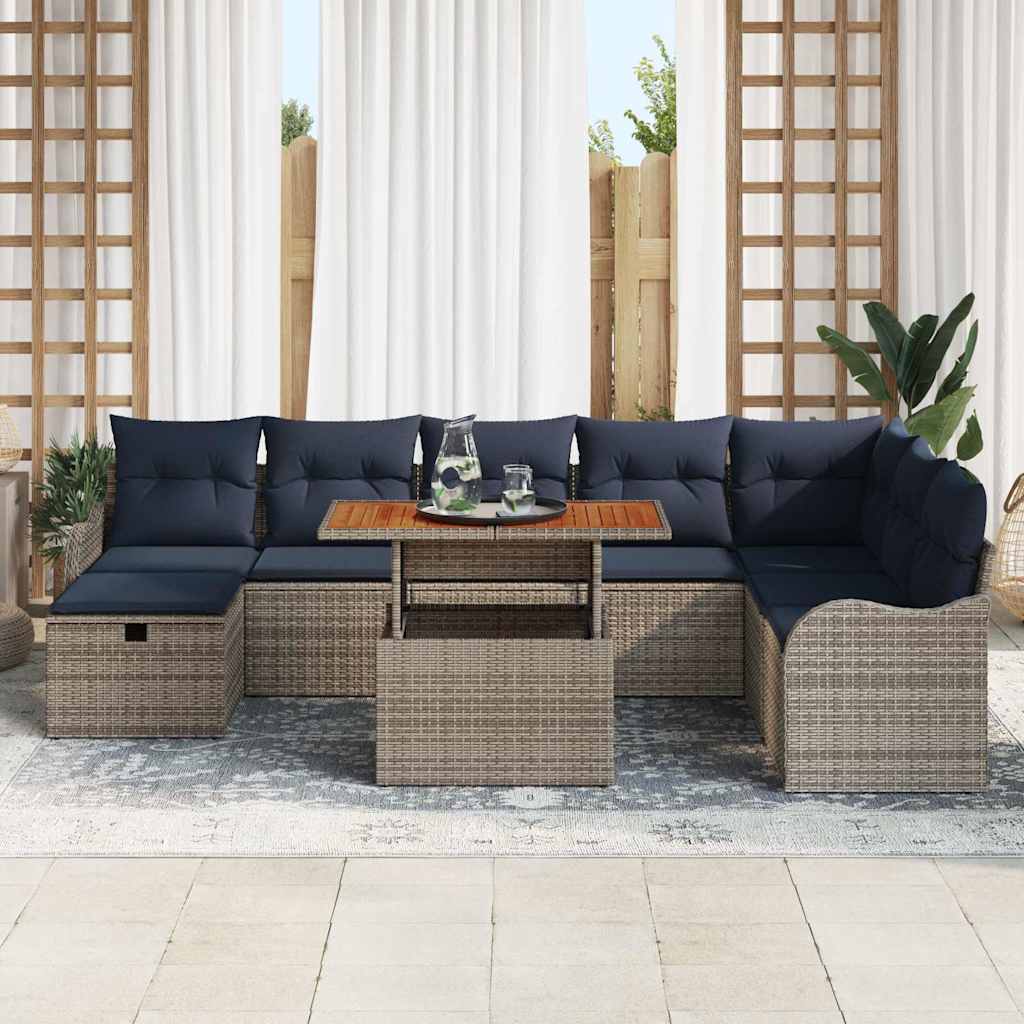 vidaXL Tuinbankenset 9 st Grijs poly rattan