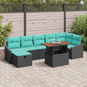 vidaXL Tuinbankenset met kussen met opslag 8 pcs Zwart poly rattan