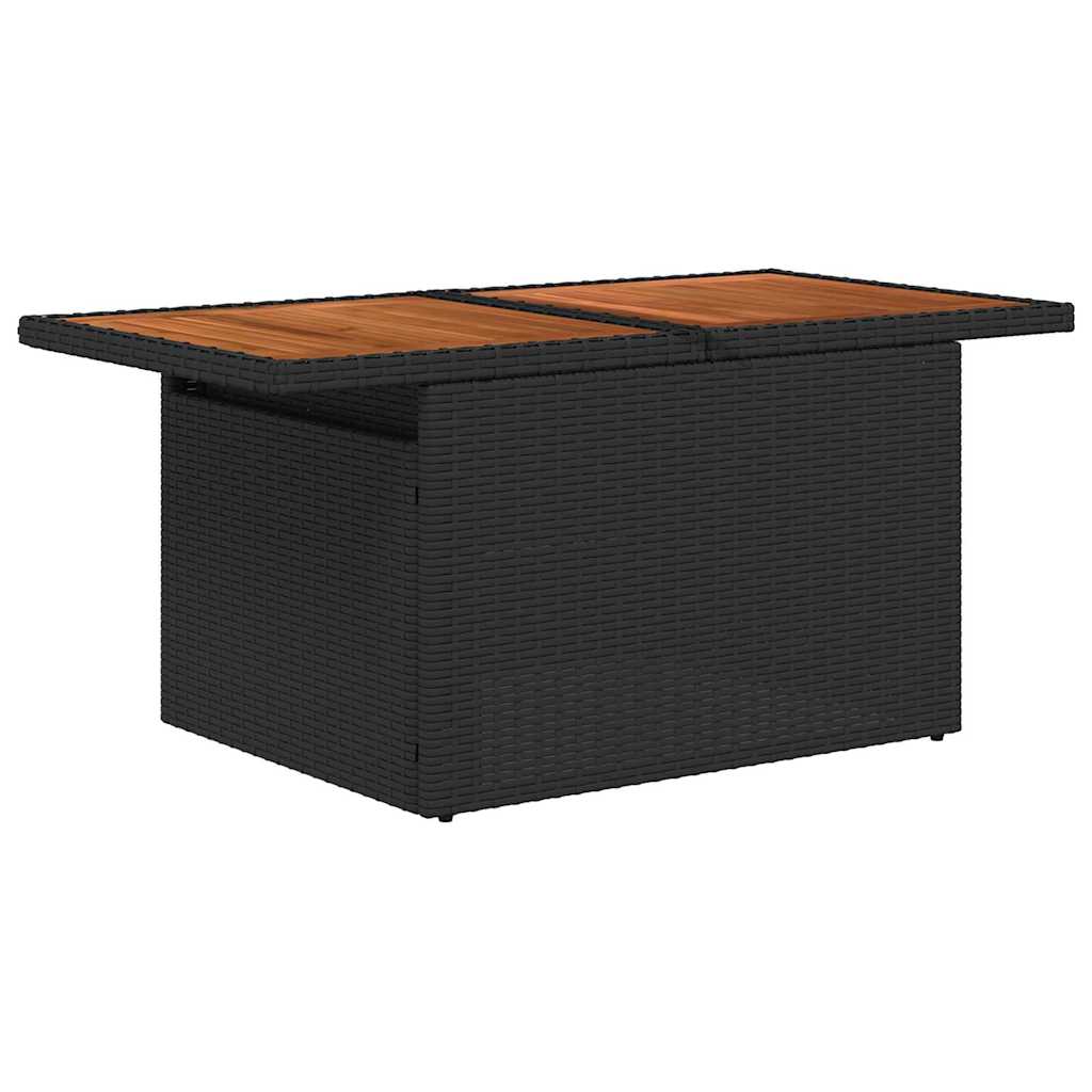 vidaXL Tuinbankenset met kussen met opslag 9 pcs Zwart poly rattan