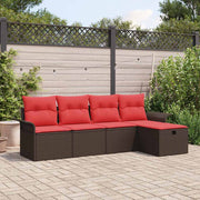 vidaXL Tuin Sofa Set met kussen met opslag 5 pcs Poly riet