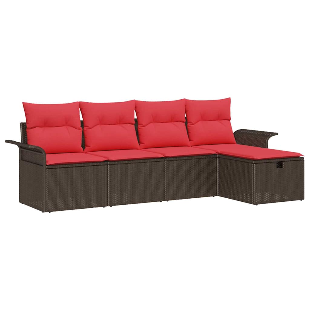 vidaXL Tuin Sofa Set met kussen met opslag 5 pcs Poly riet