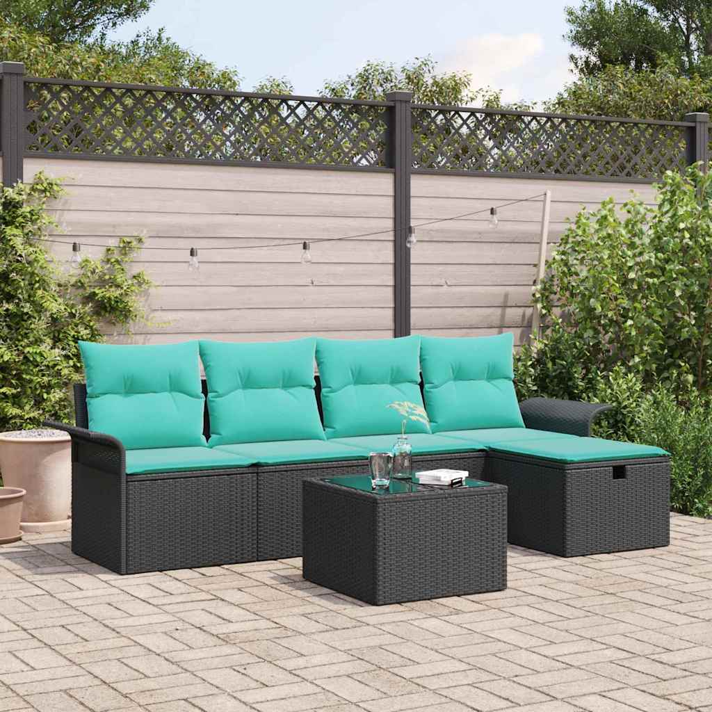 vidaXL Tuin Sofa Set met kussen met opslag 5 pcs Poly riet