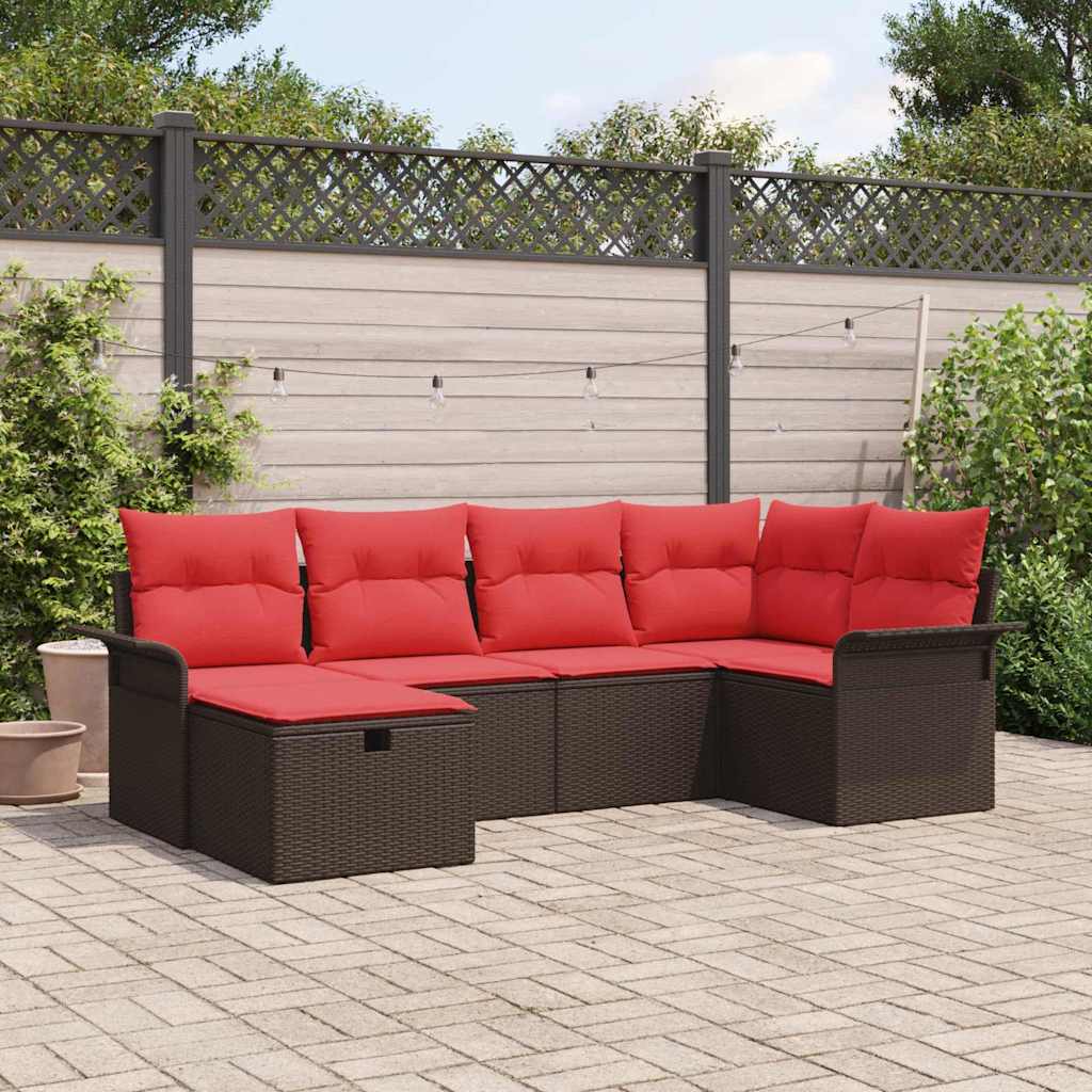 vidaXL Tuin Sofa Set met kussen met opslag 6 pcs Poly riet