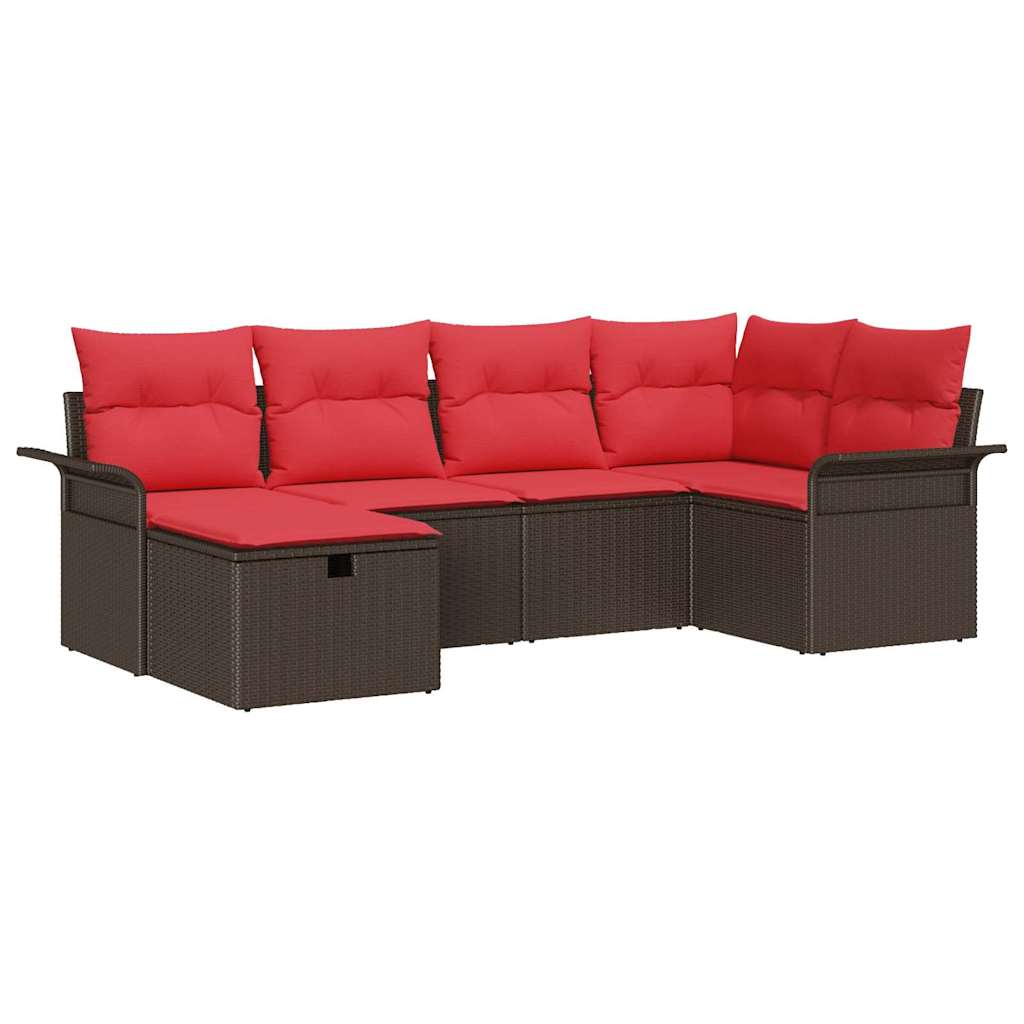vidaXL Tuin Sofa Set met kussen met opslag 6 pcs Poly riet