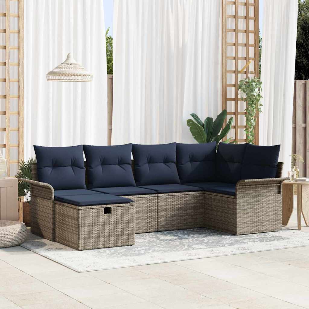 vidaXL Tuin Sofa Set met kussen met opslag 6 pcs Poly riet