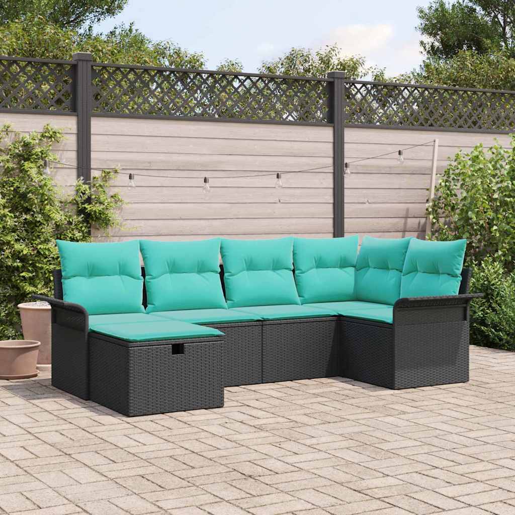 vidaXL Tuin Sofa Set met kussen met opslag 6 pcs Poly riet