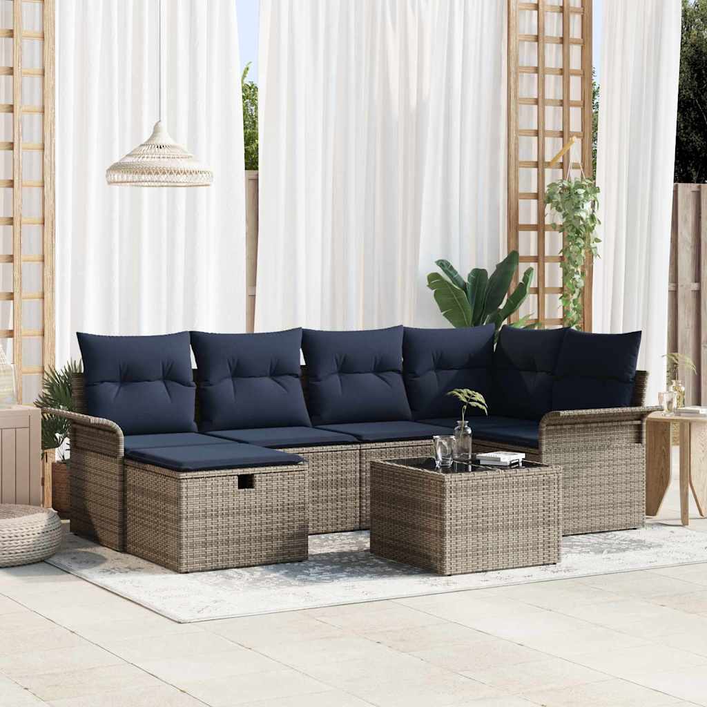 vidaXL Tuin Sofa Set met kussen met opslag 6 pcs Poly riet