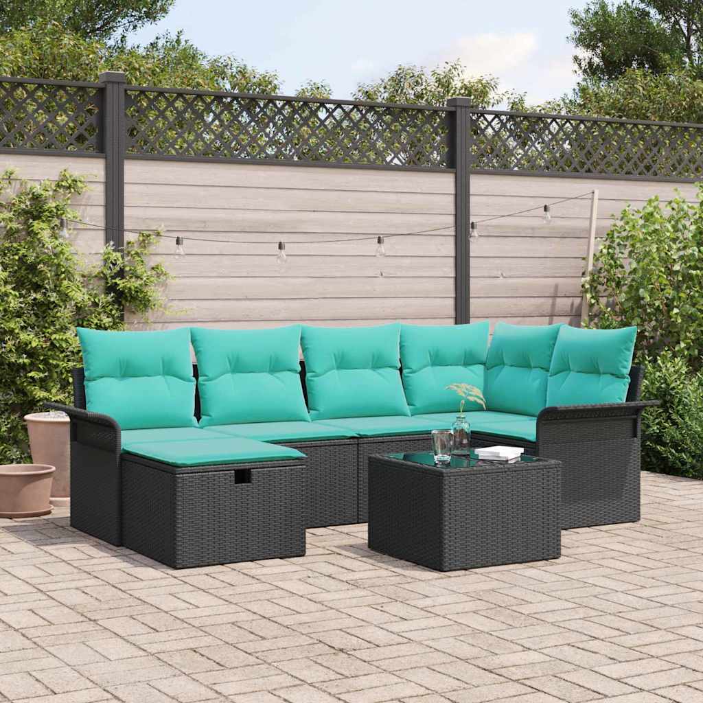 vidaXL Tuin Sofa Set met kussen met opslag 6 pcs Poly riet