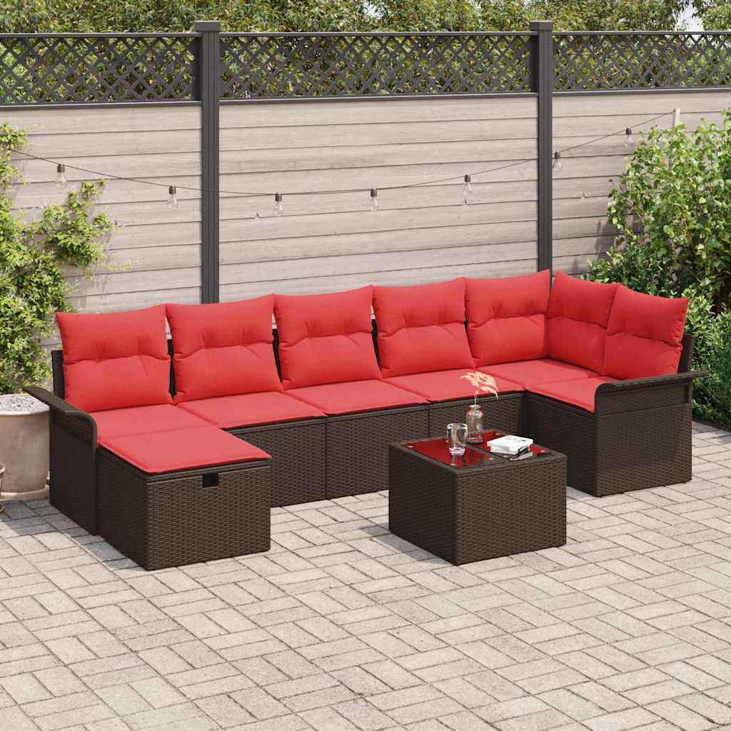 vidaXL Tuin Sofa Set met kussen met opslag 7 pcs Bruin Poly riet