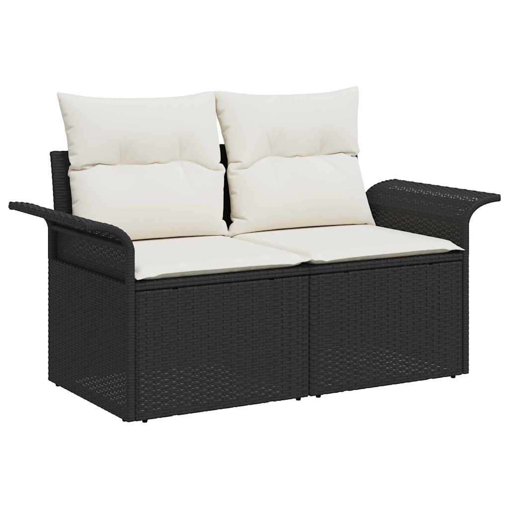 vidaXL 6-delige Tuinbankenset met kussens poly rattan zwart