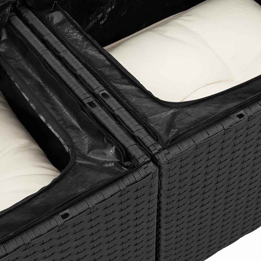vidaXL 6-delige Tuinbankenset met kussens poly rattan zwart