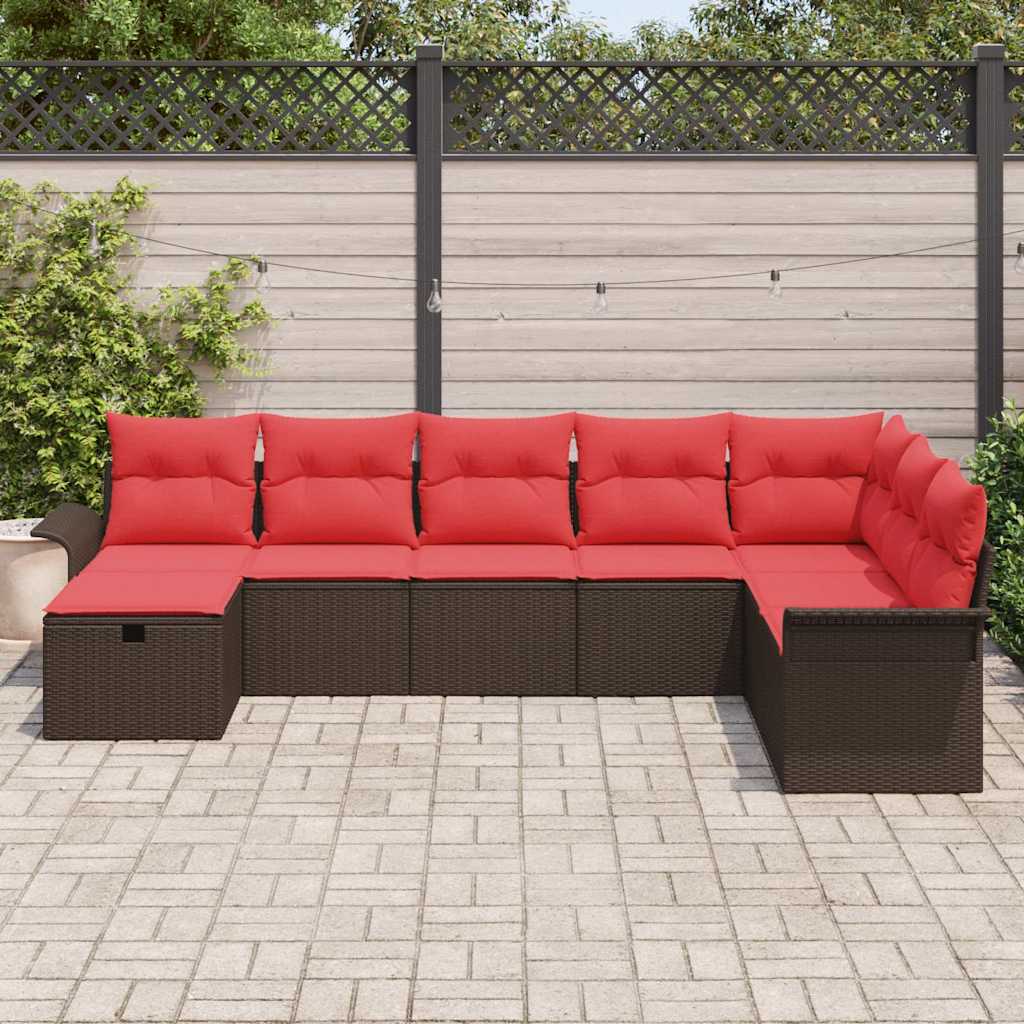 vidaXL Tuin Sofa Set met kussen met opslag 8 pcs Poly riet