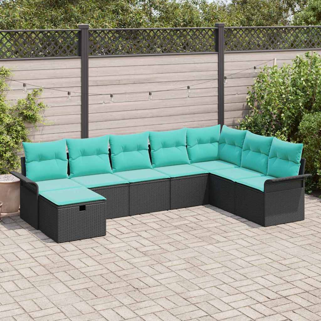 vidaXL Tuin Sofa Set met kussen met opslag 8 pcs Poly riet
