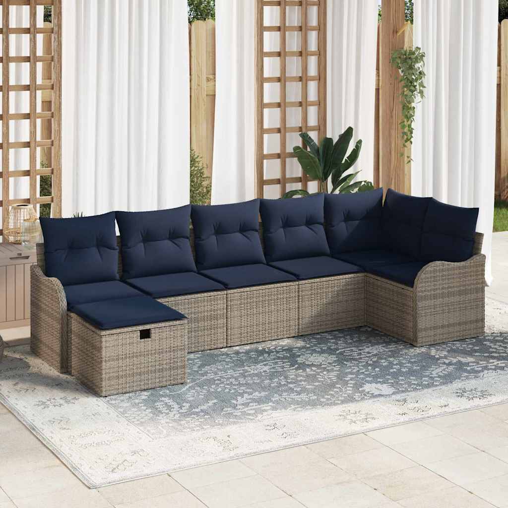 vidaXL Tuin Sofa Set 7 st Poly riet
