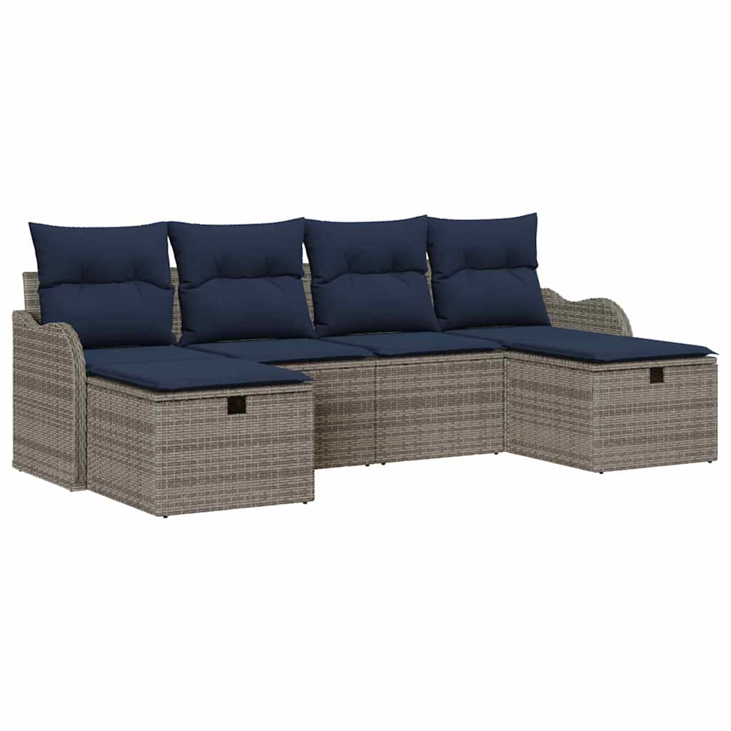 vidaXL Tuin Sofa Set 6 st Grijs poly rattan