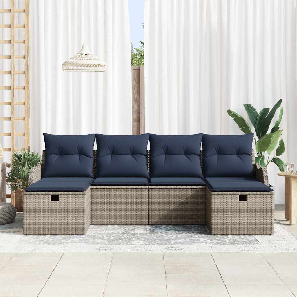vidaXL Tuin Sofa Set 6 st Grijs poly rattan