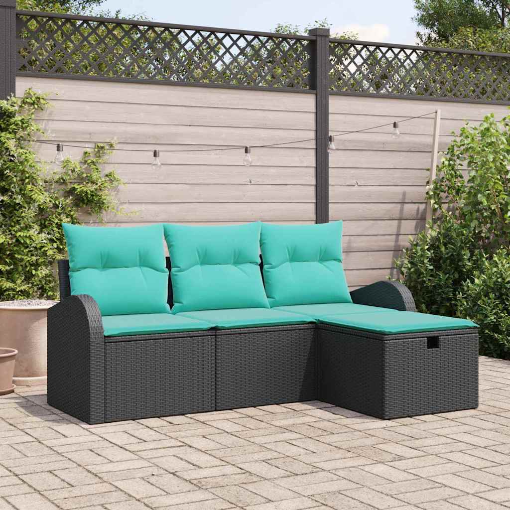 vidaXL Tuin Sofa Set met kussen met opslag 4 pcs Bruin poly rattan