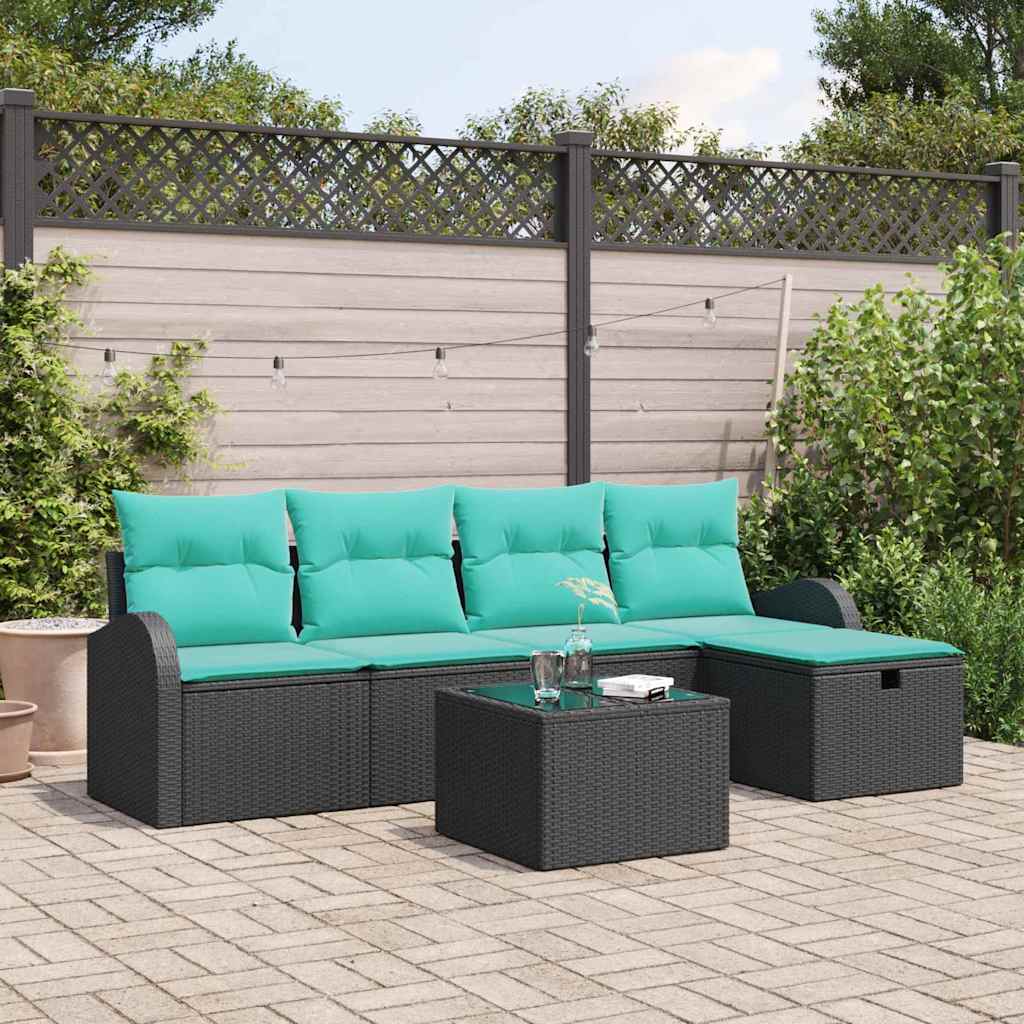 vidaXL Tuin Sofa Set met kussen met opslag 5 pcs Bruin poly rattan