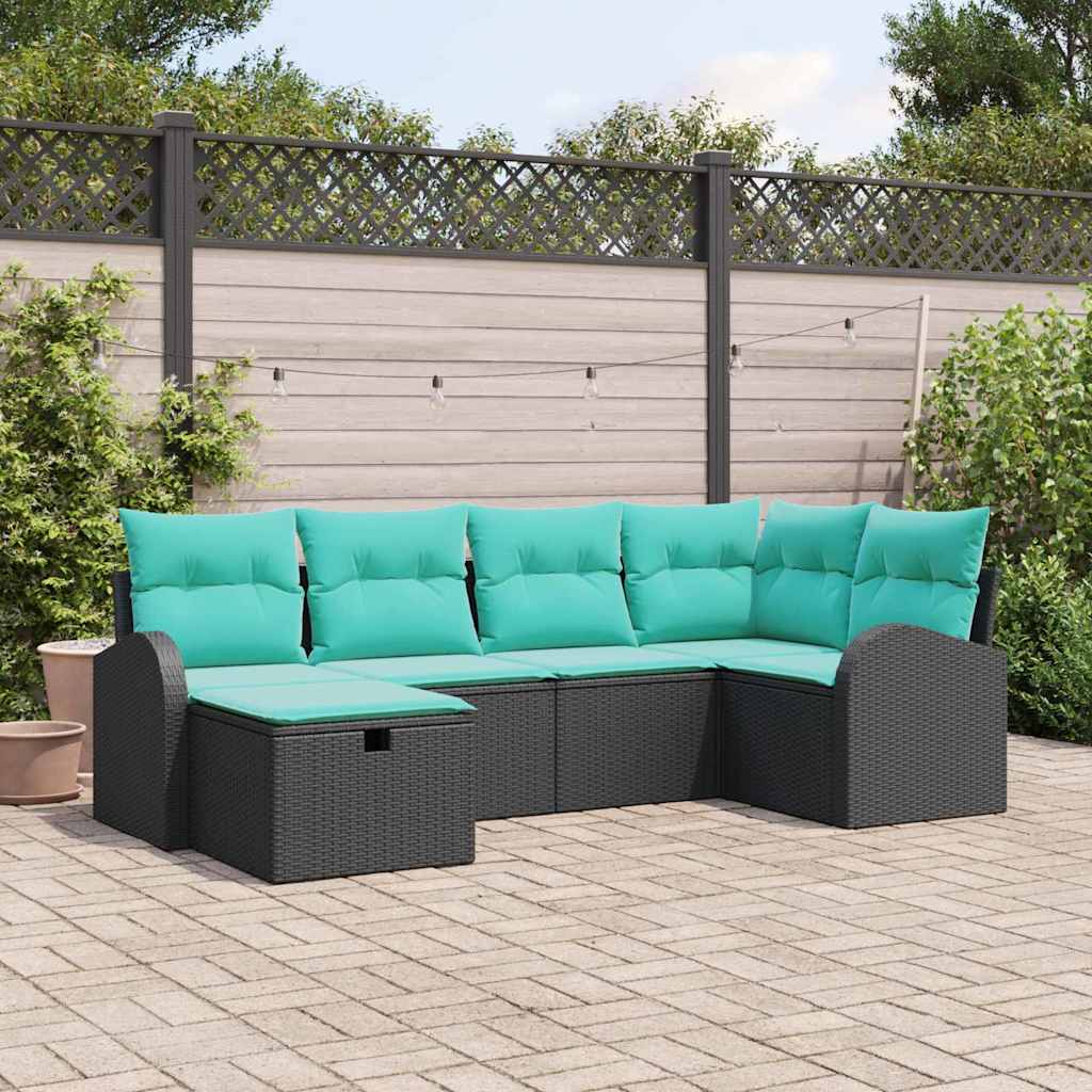 vidaXL Tuin Sofa Set met kussen met opslag 6 pcs Bruin poly rattan