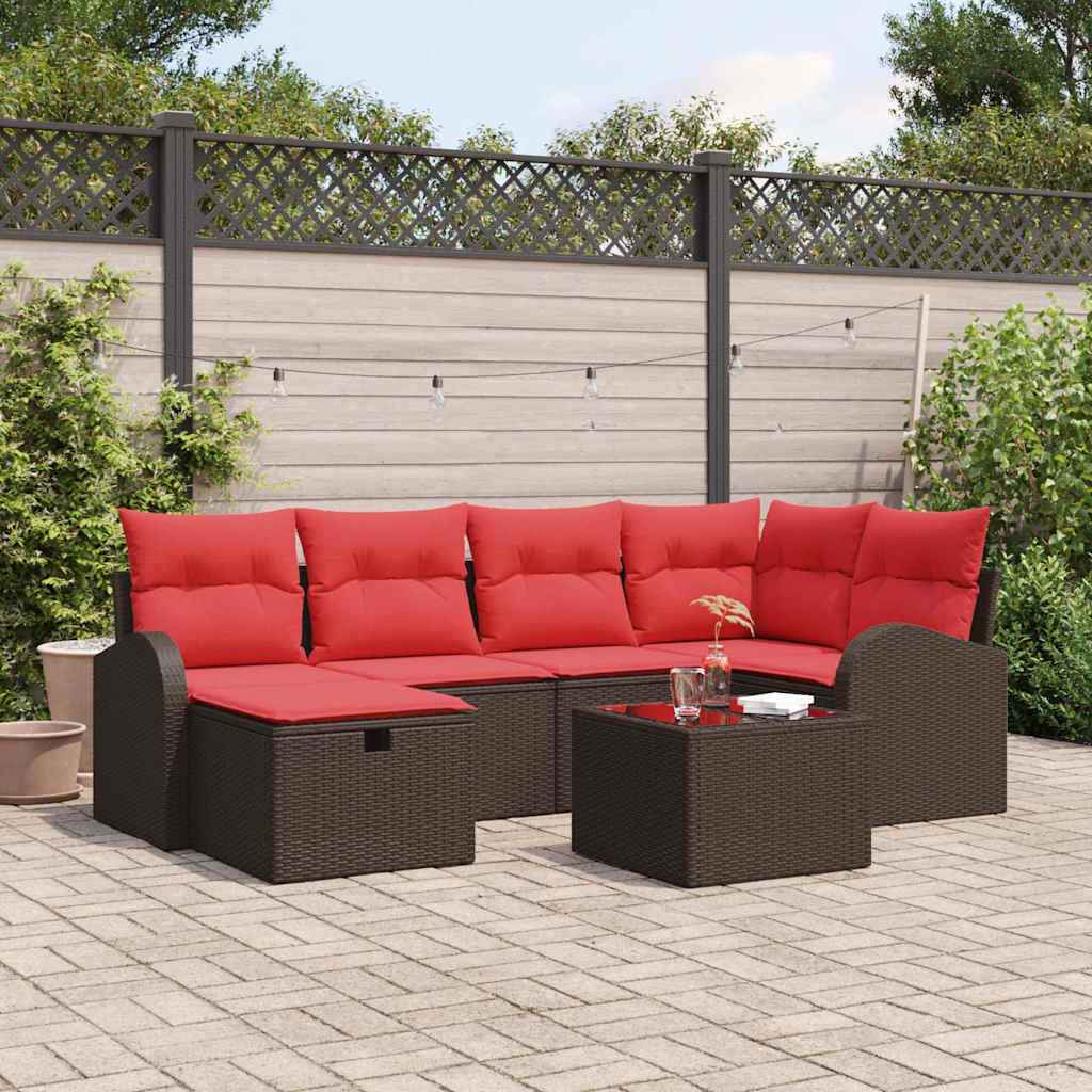 vidaXL Tuin Sofa Set met kussen met opslag 6 pcs Bruin poly rattan