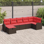 vidaXL Tuin Sofa Set met kussen met opslag 7 pcs Bruin poly rattan