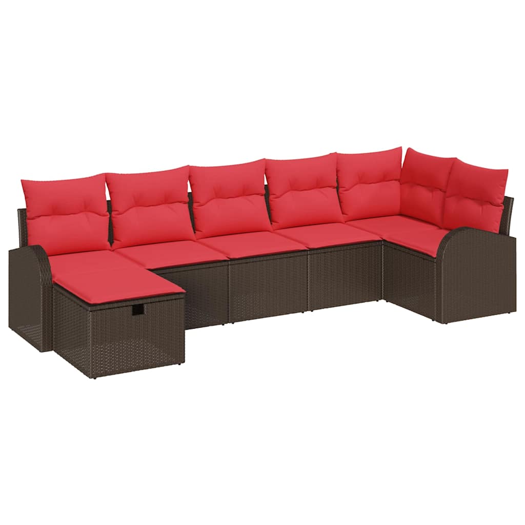 vidaXL Tuin Sofa Set met kussen met opslag 7 pcs Bruin poly rattan