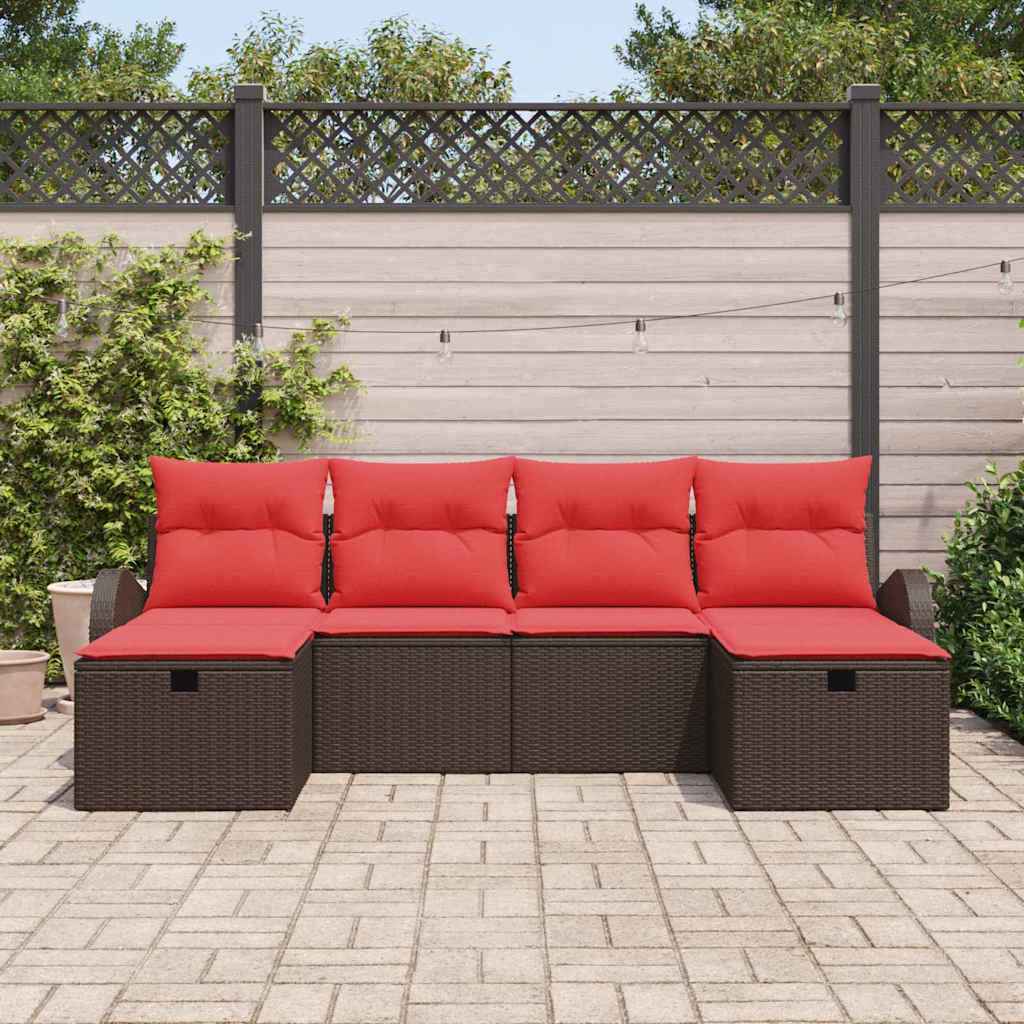 vidaXL Tuin Sofa Set met kussen met opslag 6 pcs Bruin poly rattan