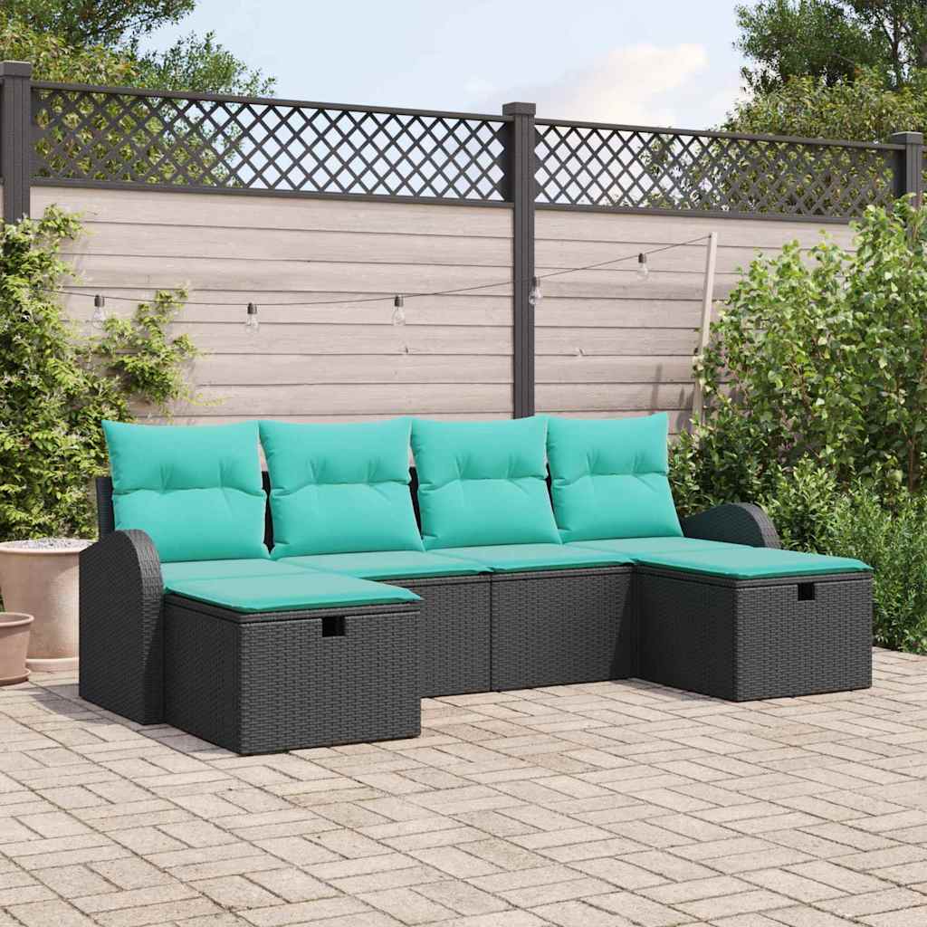 vidaXL Tuin Sofa Set met kussen met opslag 6 pcs Bruin poly rattan