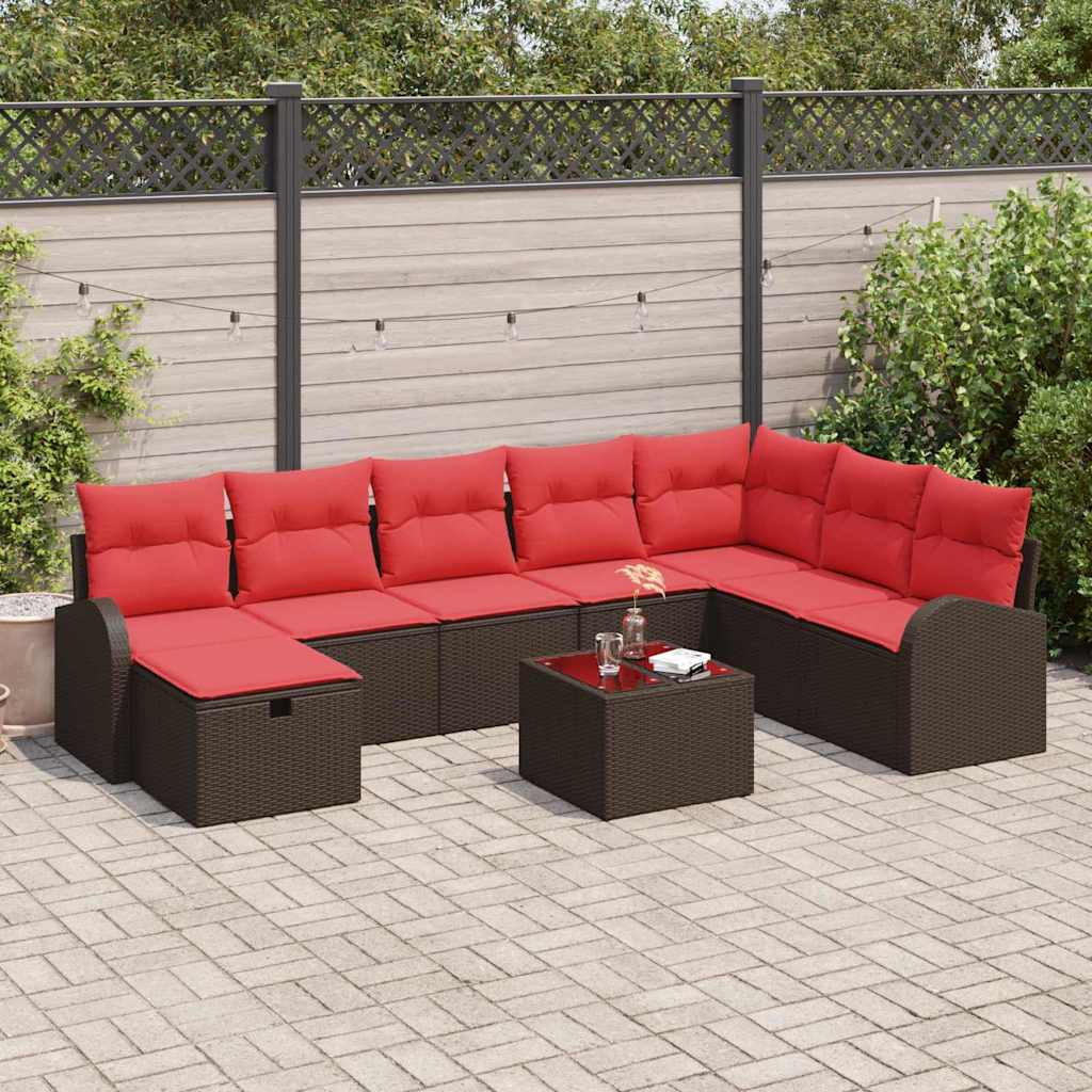 vidaXL Tuin Sofa Set met kussen met opslag 8 pcs Bruin Poly riet
