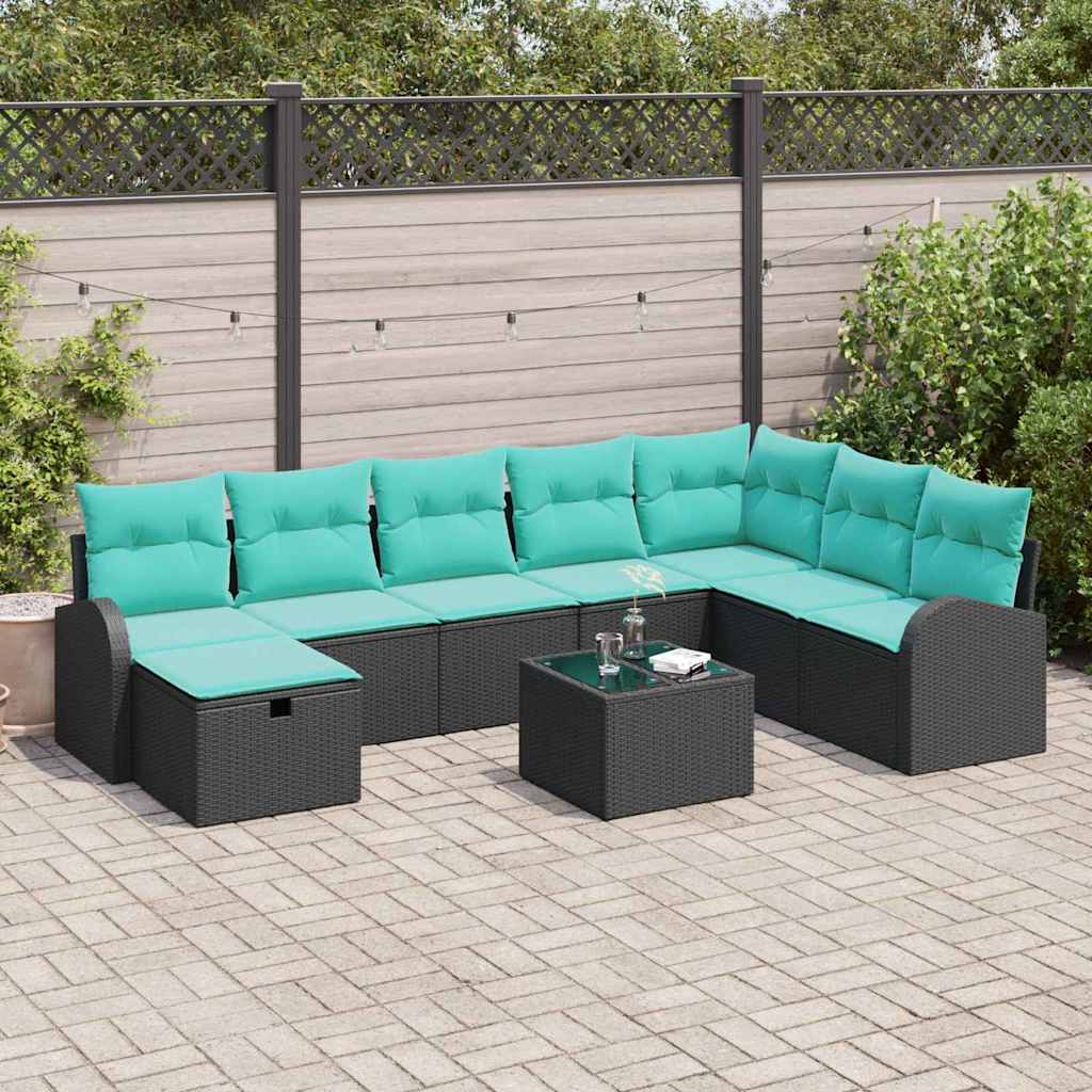 vidaXL Tuin Sofa Set met kussen met opslag 8 pcs Bruin Poly riet