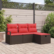 vidaXL Tuin Sofa Set met kussen met opslag 4 pcs Bruin poly rattan