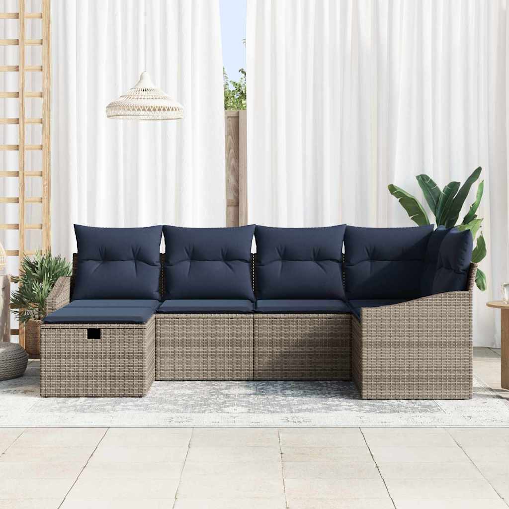 vidaXL Bankstel met kussen 3 pcs poly rattan