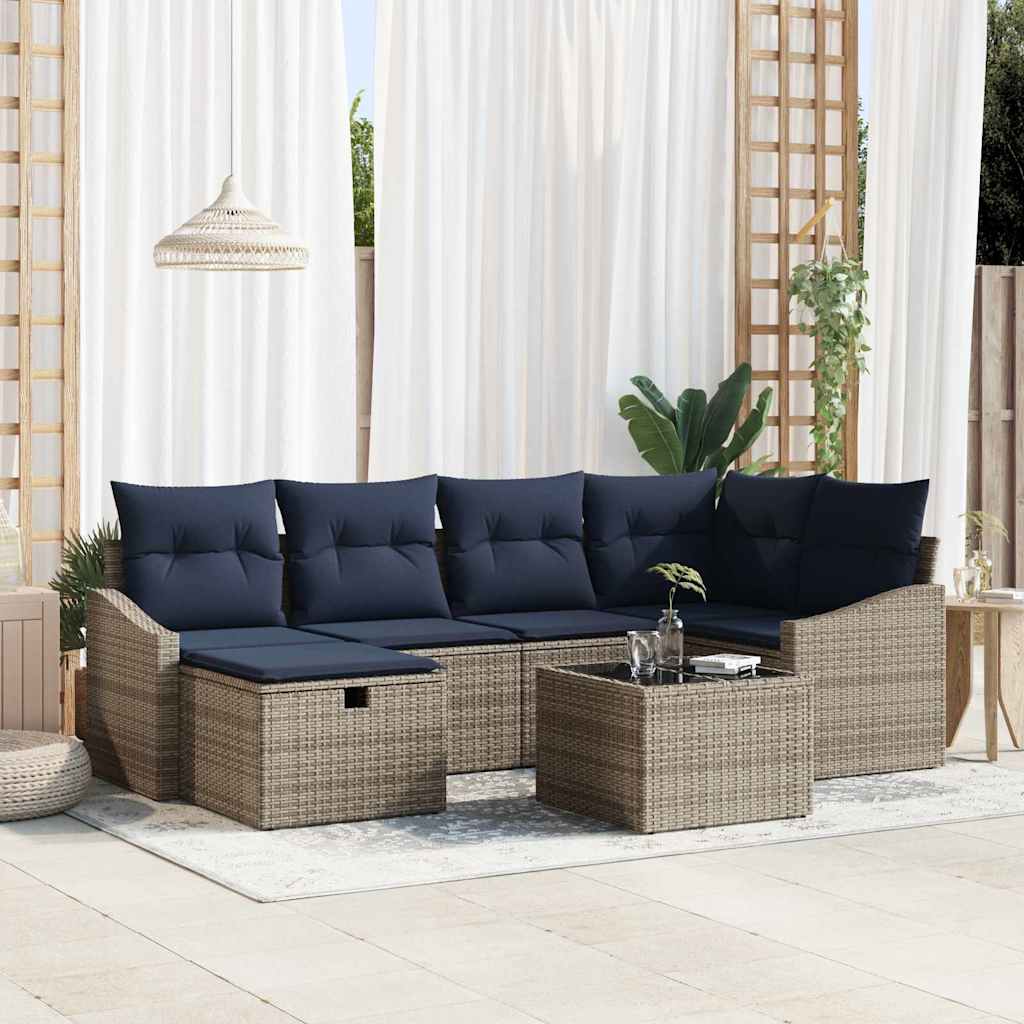 vidaXL Bankstel met kussen 3 pcs poly rattan